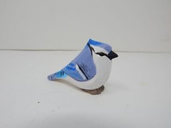 Blue Jay Bird Cake Topper Bride Groom Love Wedding Engagement Carved Wood Statue