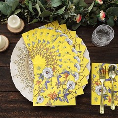 20 Yellow 13×13 in Cocktail Paper Napkins Floral Design Wedding 13″,