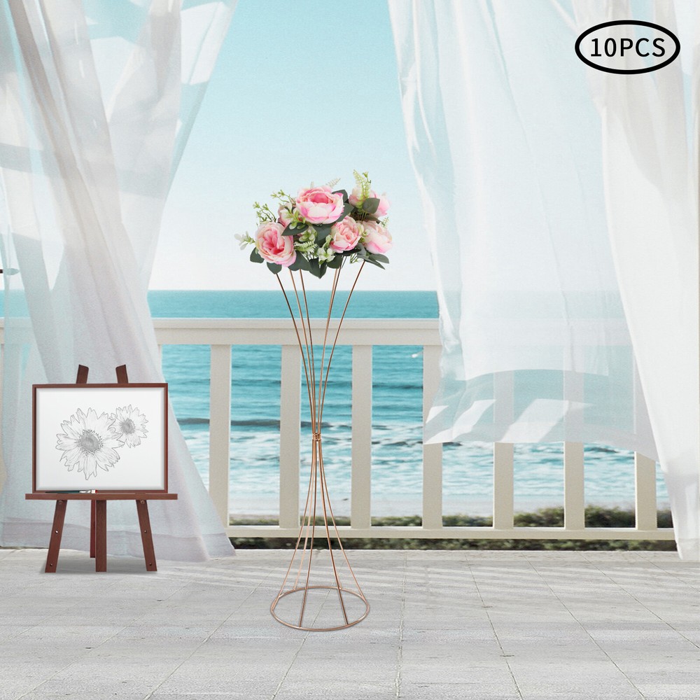10Pcs Gold Iron Centerpieces for Table Wedding 31.5in Tall Metal Trumpet Vase