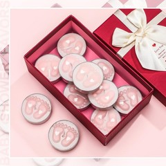 20 Sets Baby Shower Party Favors Pink Tea Lights Candles with Organza Bag