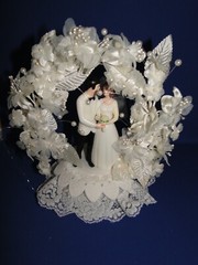 New Vintage Wilton MOONLIT SNOW Wedding Cake Top, Black Suit # 114-201