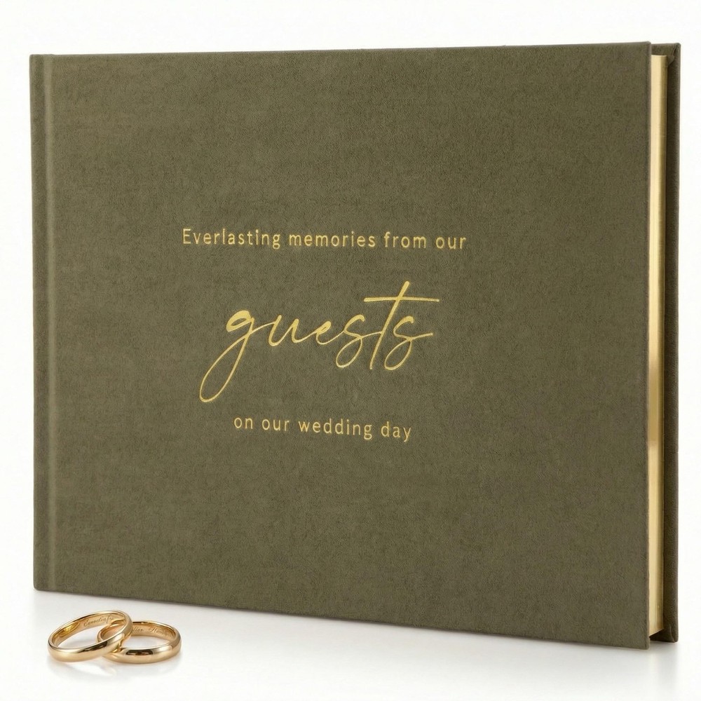 Beautiful Sage Wedding Guest Book for Reception Sign In Memory Keepsake Book