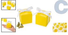 Versatile Yellow Candy Boxes in Bulk, 50 Pack with White Ribbon for Favors