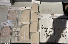 Studio his & hers Wedding Lot/Cake Toppers, Place Cards, Table Cards, Treat Bags