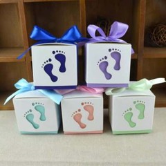 100x Blue Pink Baby Feet Baby Shower Favor Box Green Purple Baby Boy Girl Favors