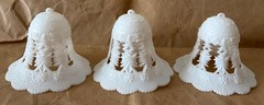 Vtg White Plastic Baskets & Bells, lot of 9, wedding, Christmas, crafting