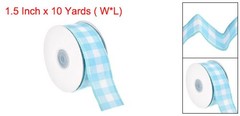 Plaid Check Ribbon, 1.5 Inch x 10 Yards Gingham Ribbon, Sky Blue