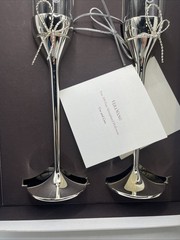 VERA WANG Wedgwood .999 Pure Silverplated Crystal LOVE KNOTS Toasting FLUTES