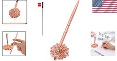 Lightweight Rose Gold Signing Pen Set in Hollow Round Holder for Special Events