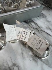 Studio His & Hers Silver Metal Wedding Bells Set with Ribbon & Tag, 24 Pieces