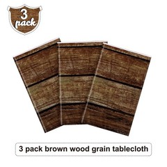 Irenare 3 Pcs Brown Wood Grain Tablecloths Rustic 54 x 108 inches,
