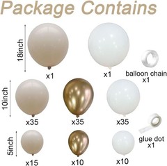 White Sand Gold Balloon Garland Arch kit 144pcs Beige Nude