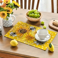 Sunflower Bee Flower Polka Dot Summer 12″ x 18″, Rectangular 4 Pcs Yellow