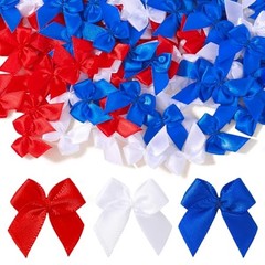 150 Pcs 4th of July 1″ Mini Satin Ribbon Bows, Tiny 150PCS-red white blue