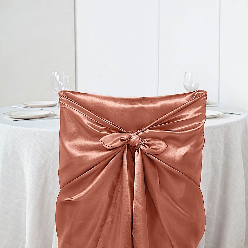 6 Terracotta SATIN UNIVERSAL CHAIR COVER Wedding Banquet Reception Decorations