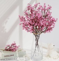 Pink Baby’s Breath Artificial Flowers 5Pcs Real Touch Faux Gypsophila Bouquet
