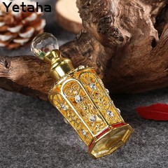 Yetaha Vintage Refillable Empty Perfume Bottles, Jeweled 0.4 Ounces, Golden