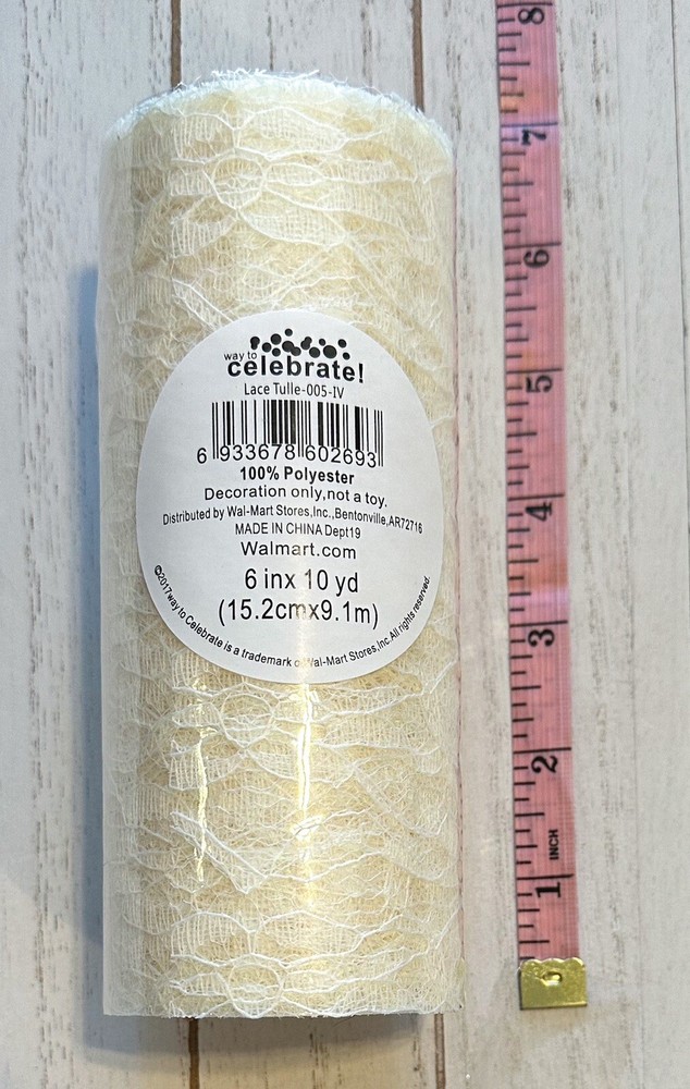 Ivory Floral Lace TULLE Fabric 6”x 10 Yd Roll Wedding Craft Decor Many Available