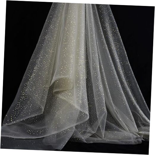 SHAYUAN 60″ x 8 Yards Glitter Tulle Fabric Rolls for Bridal Veil Tutu Champagne