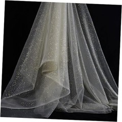 SHAYUAN 60″ x 8 Yards Glitter Tulle Fabric Rolls for Bridal Veil Tutu Champagne
