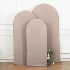 7 ft NUDE Matte Fitted Spandex Round Top Arch Backdrop STAND COVER Party