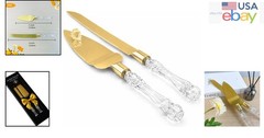 Timeless Cake Server Set – Gold Stainless Steel Knife & Crystal Handle Gift Idea