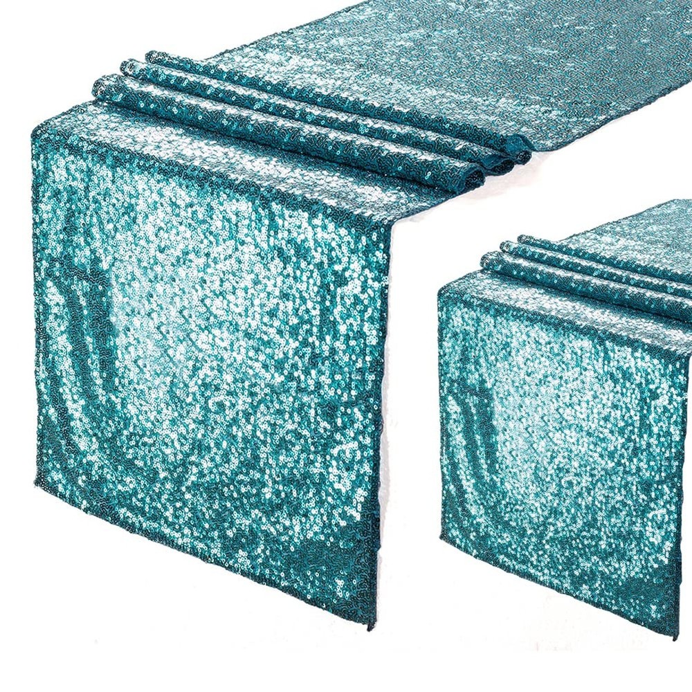 Eternal Beauty Teal Table Runner for Wedding, 2PCS-12×72 Sequin Table Runner …