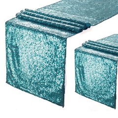 Eternal Beauty Teal Table Runner for Wedding, 2PCS-12×72 Sequin Table Runner …