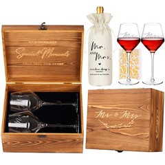 Wedding Gifts Mr and Mrs Wine Glasses, Bridal Shower Gifts Engagement Gifts f…