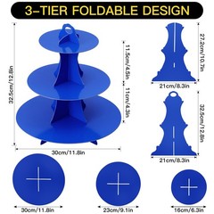Soleebee 3-Tier Round Cupcake Stand, Cardboard Tower, 12″, Dark Blue