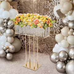 27 In. X 35 In. Gold Modern Rectangular Iron Acrylic Wedding Party Birthday Deco