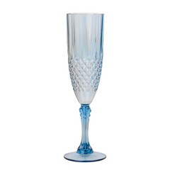 6 DUSTY BLUE 8 oz Crystal Plastic Champagne Flute GLASSES Party Events
