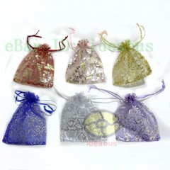 25/50/100pcs Print Pattern Organza Pouches Jewelry Wedding Favor Bags 6.7″x4.73″