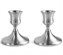 Vintage Silver Taper Candle Holders Set of 2, Metal Candlestick 2PC,