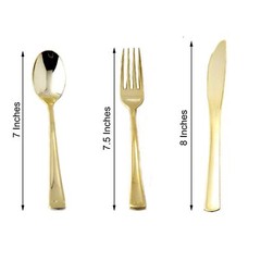 Gold Metallic Forks Spoons and Knives sets – Disposable Tableware Silverware