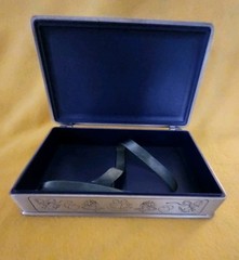 Pewter Silver Wedding Memory Box Blue Interior With Green Ribbon ￼