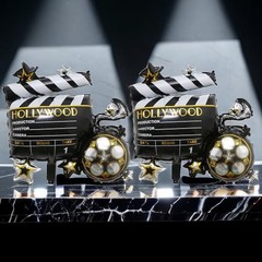 2 Pcs Cine Camera Mylar Foil Balloons Movie Night Balloons for Birthday Party