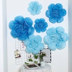 12 pack 7″ 9″ 11″ Periwinkle and Turquoise Tissue Paper Peony Flowers Backdrop