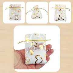 QIANHAILIZZ 100 Pack 2.8 x 3.5 Inch Flower Heart Organza Jewelry Gift Pouch C…