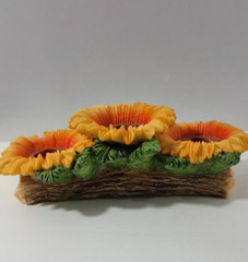 Sunflower Harvest Centerpiece Tabletop Decor 3 Compartments Resin Candle-holder