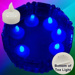 NEW 12 Blue Led Floating Candle Floral Tea Light for Wedding Centerpiece Decor