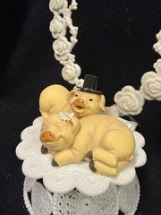 Country Western Harley & Hanna HOG Pig Wedding Cake topper funny farm animals H
