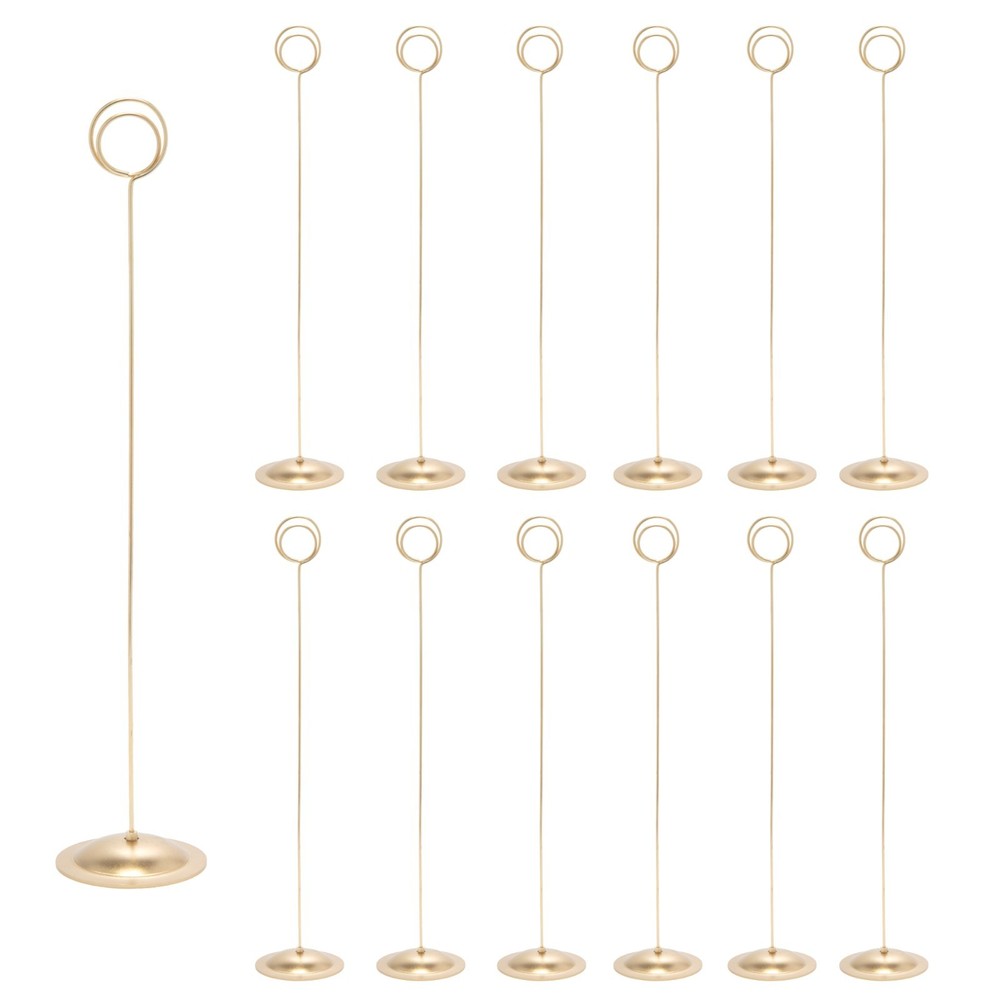12 Pack of Gold Table Number & Place Card Holders for Weddings, and Event