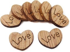Honbay 300PCS Tiny Wooden Love Hearts Confetti Rustic Heart Wedding Brown