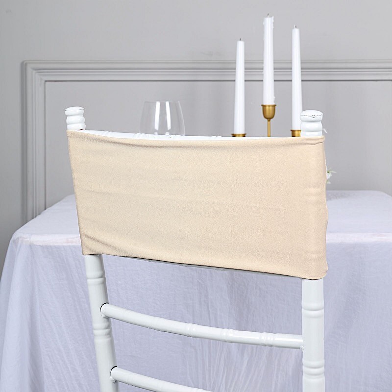 10 Beige Spandex STRETCHABLE CHAIR SASHES Wedding Party Decorations SALE