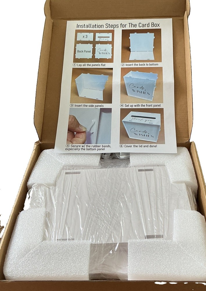 White Wedding Card Box with Slot & Lock, Elegant Wedding Card Boxes for Receptio