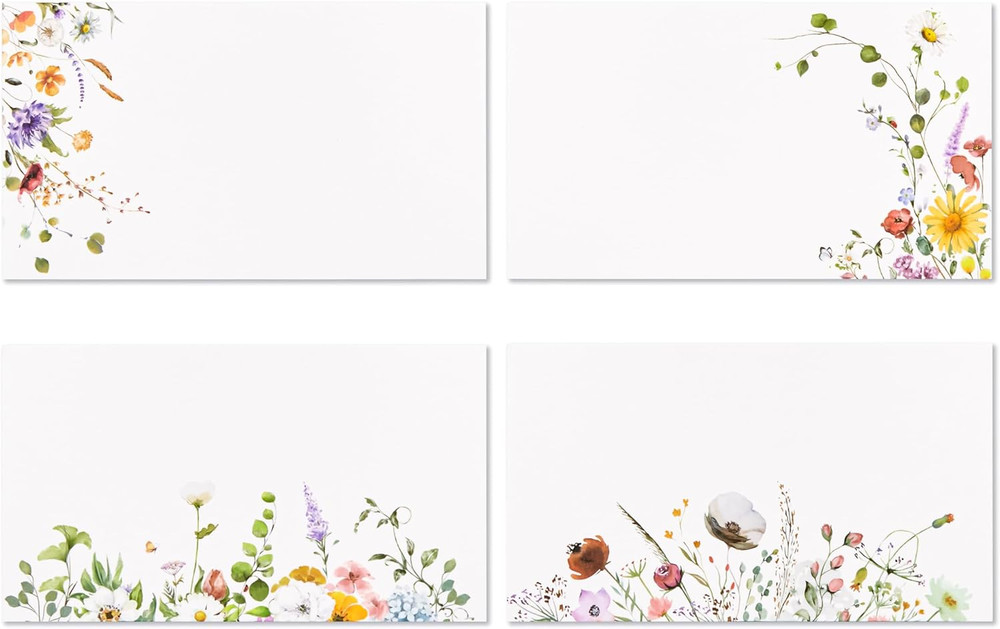 120 Pack Wildflower Table Place Cards Blank Seating Place Name Cards for Wedding