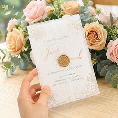 60 Pack Floral Vellum Jackets for 5×7 Invitations, Pre-Folded 115GSM Transluc…