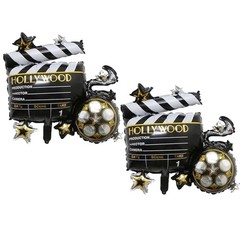 2 Pcs Cine Camera Mylar Foil Balloons Movie Night Balloons for Birthday Party