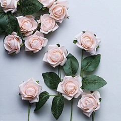 24 BLUSH 2″ Mini FOAM ROSE Flowers Stems Wedding Events Decorations Supplies